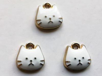 Riipus emaloitu kissankasvot valkoinen 3 kpl K