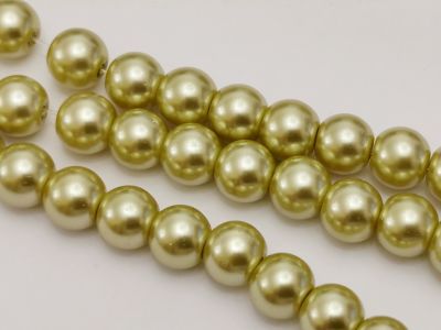 Helmiäislasi 8mm vaalea oliivi ( 57 kpl)