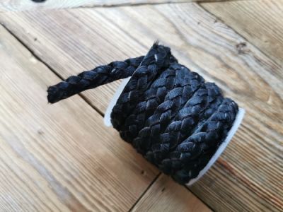 Nahkanauha musta palmikko 9mm (5m)