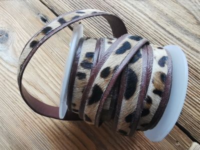 Nahkanauha leopardi ruskealla nahalla 15mm (5m)