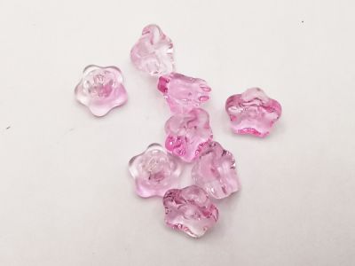 Lasihelmi kukka pieni vaaleanpunakirjava (8kpl)