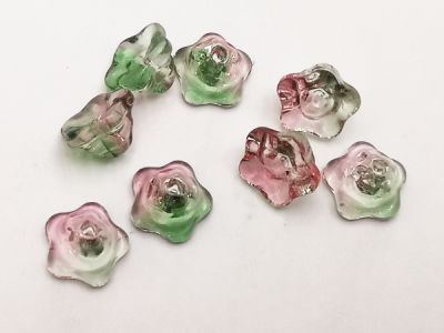 Lasihelmi kukka pieni viininpunavihreä (8 kpl)