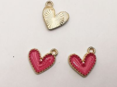 Riipus emaloitu sydän pinkihtävä  (3kpl)