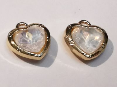 Riipus sydän kirkkaalla fasetoidulla sydämellä (2kpl) K