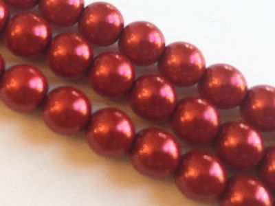 Tsekkiläinen helmiäishelmi punainen 6mm (20kpl)