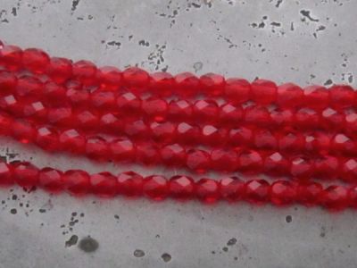 Czech faceted glass 4mm red (30pcs)