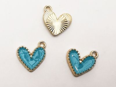 Riipus emaloitu sydän turkoosi K (3 kpl)